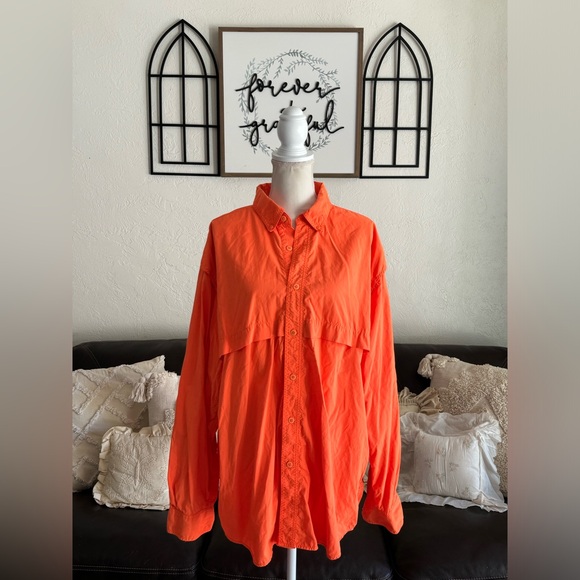 L.L. Bean Button Down Field Shirt Hunter Orange Men’s Size XL Classic Outdoor - Picture 3 of 12